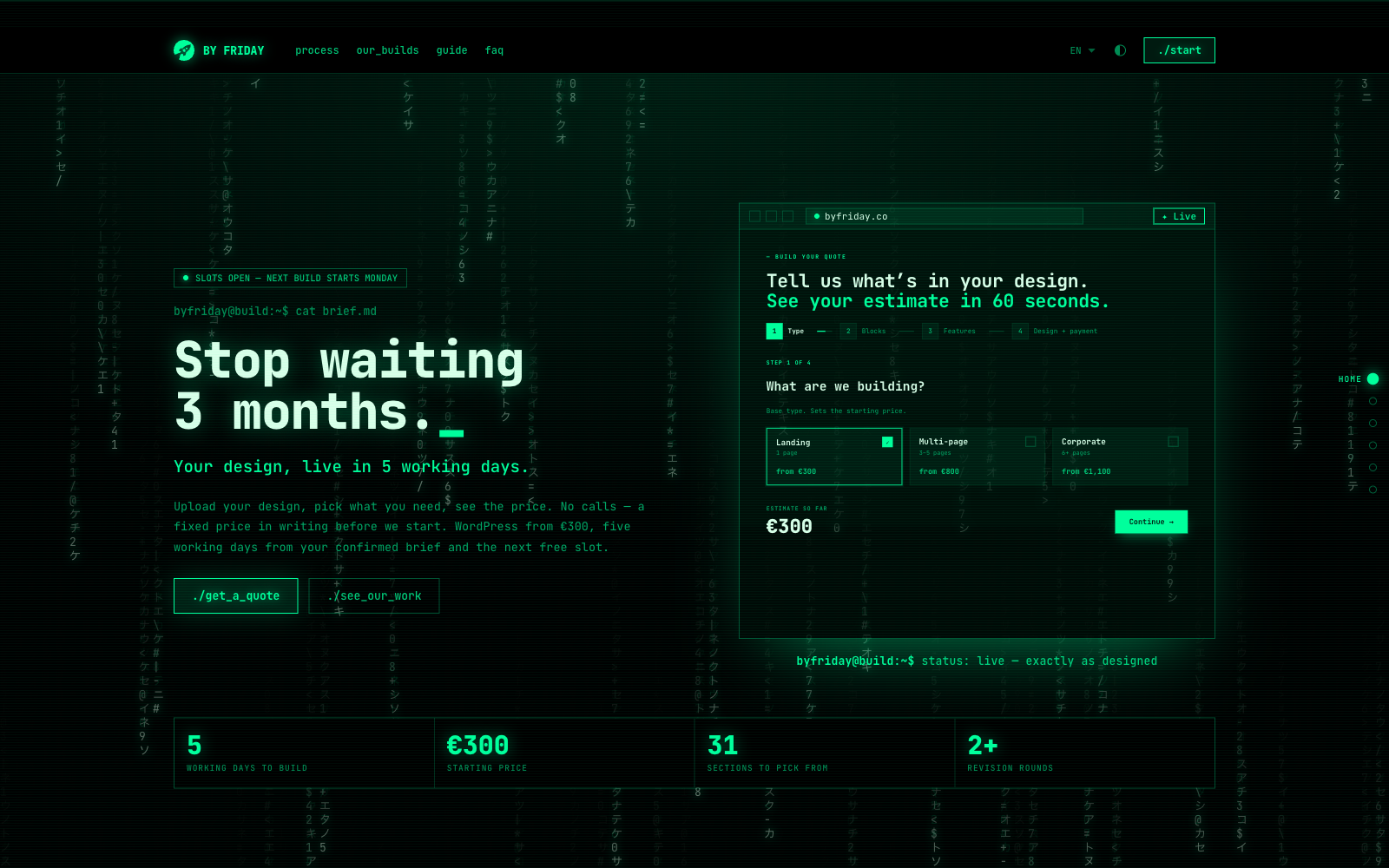 byfriday.co, an agency site built entirely on g kit